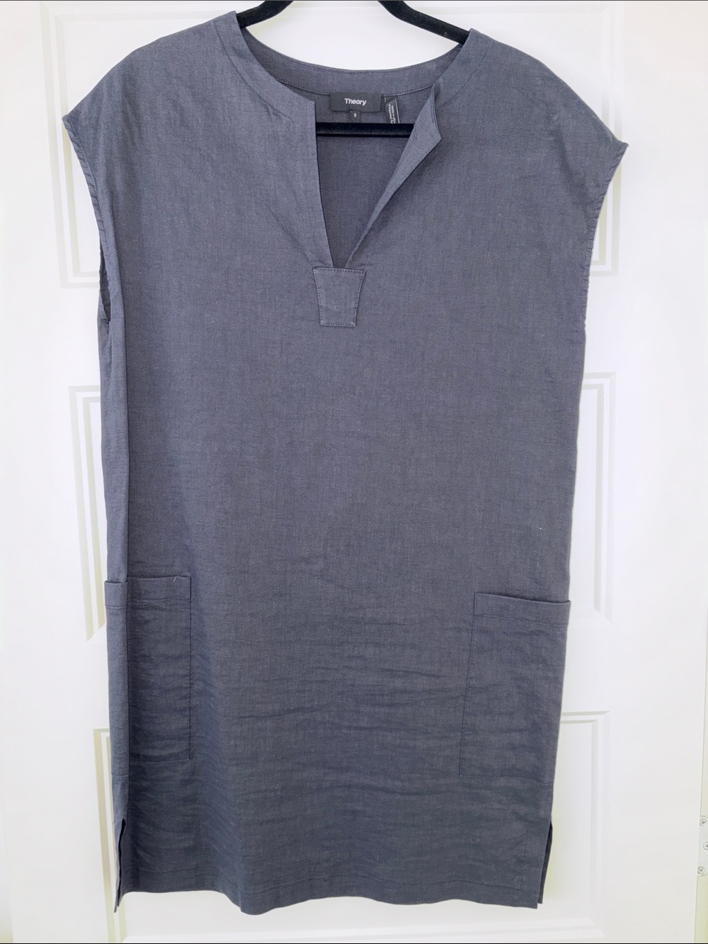 Theory Sleeveless Shift Dress in Slate Blue